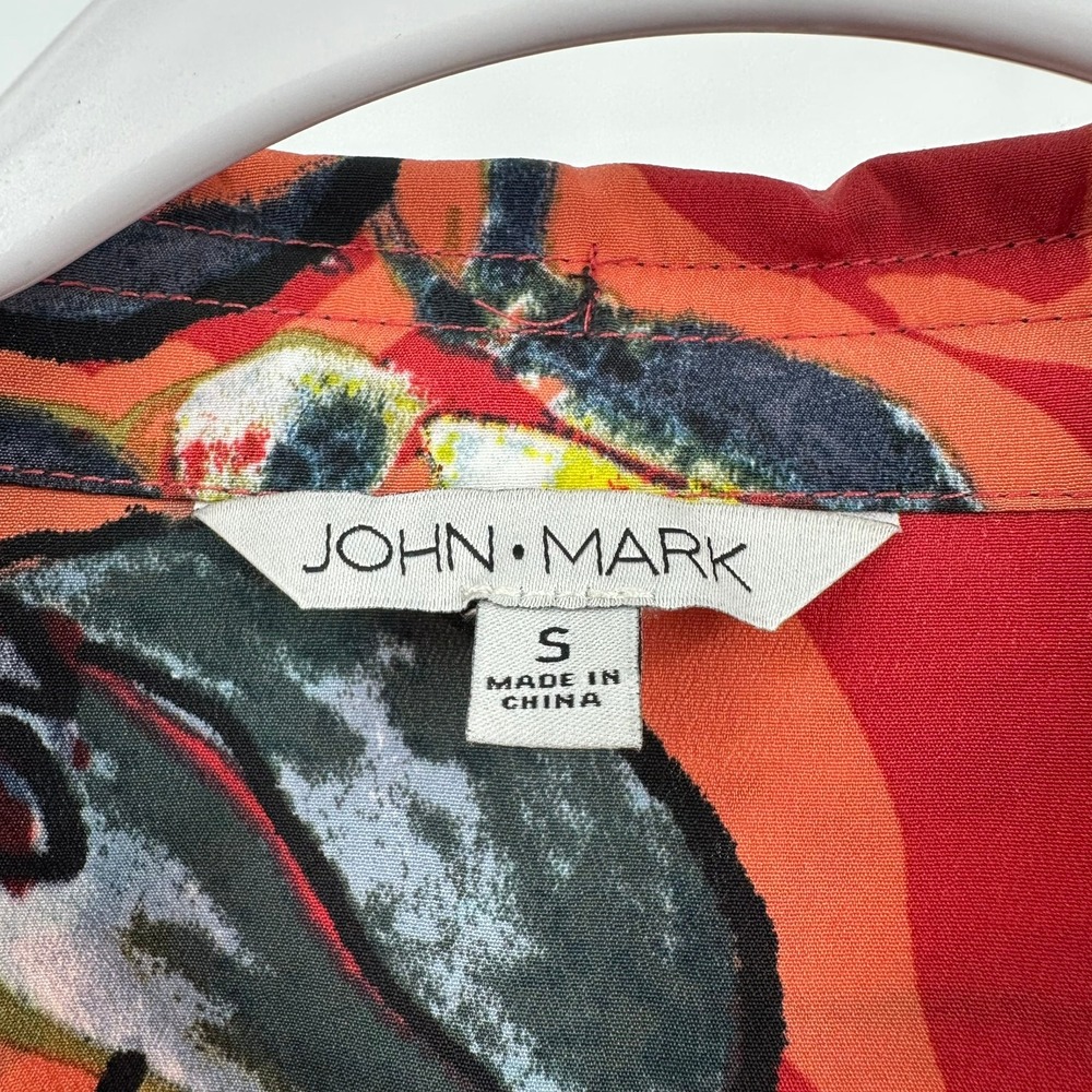 John Mark Womens Boho Midi Dress Sz S Handkerchief Hem Eclectic Artsy Maximalist - Picture 2 of 8